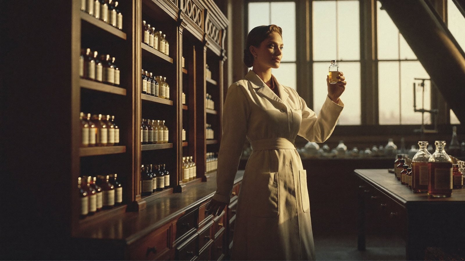 Lynnity pharmacist inspecting a personalised preparation
