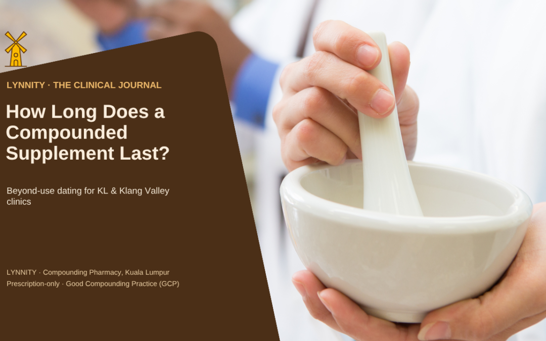 Compounding pharmacist grinding a preparation with a mortar and pestle